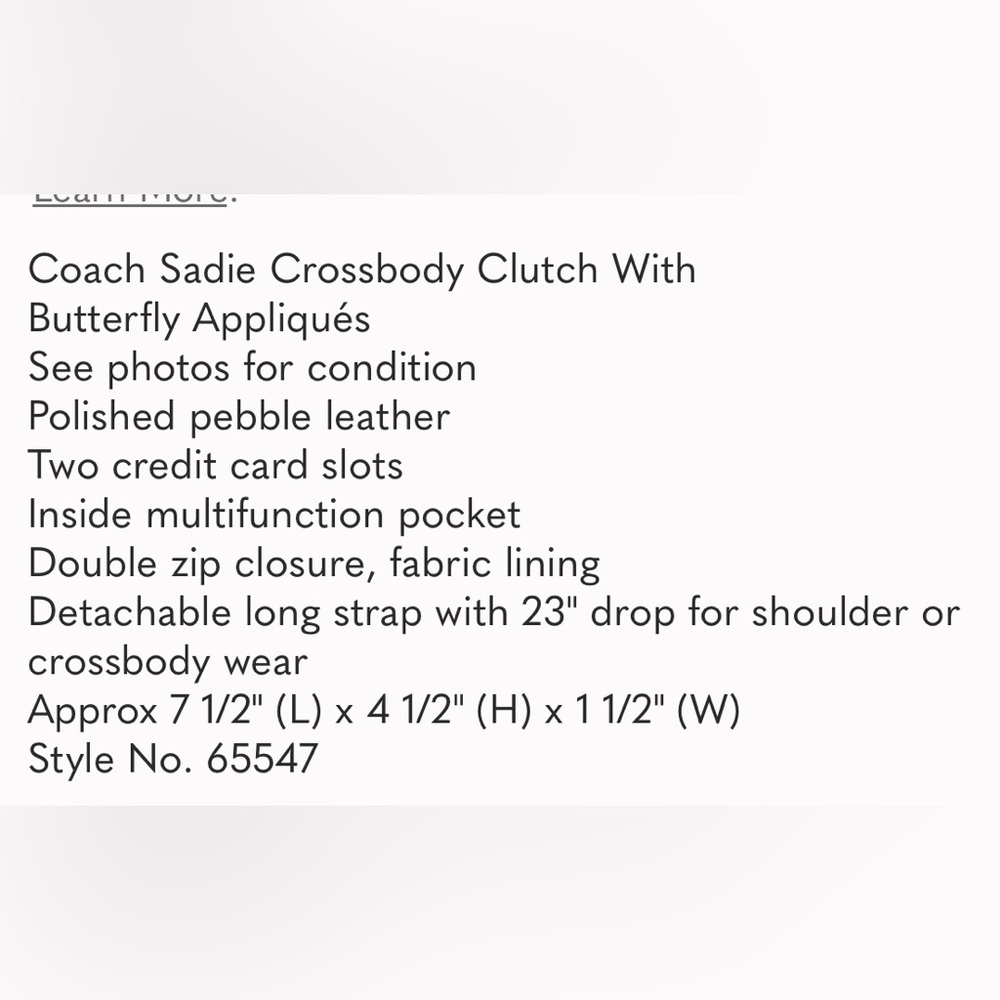 Coach Sadie Crossbody Clutch With Butterfly Appliqués - Picture 13 of 13